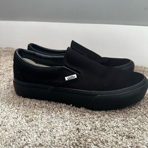 Black platform slip on vans